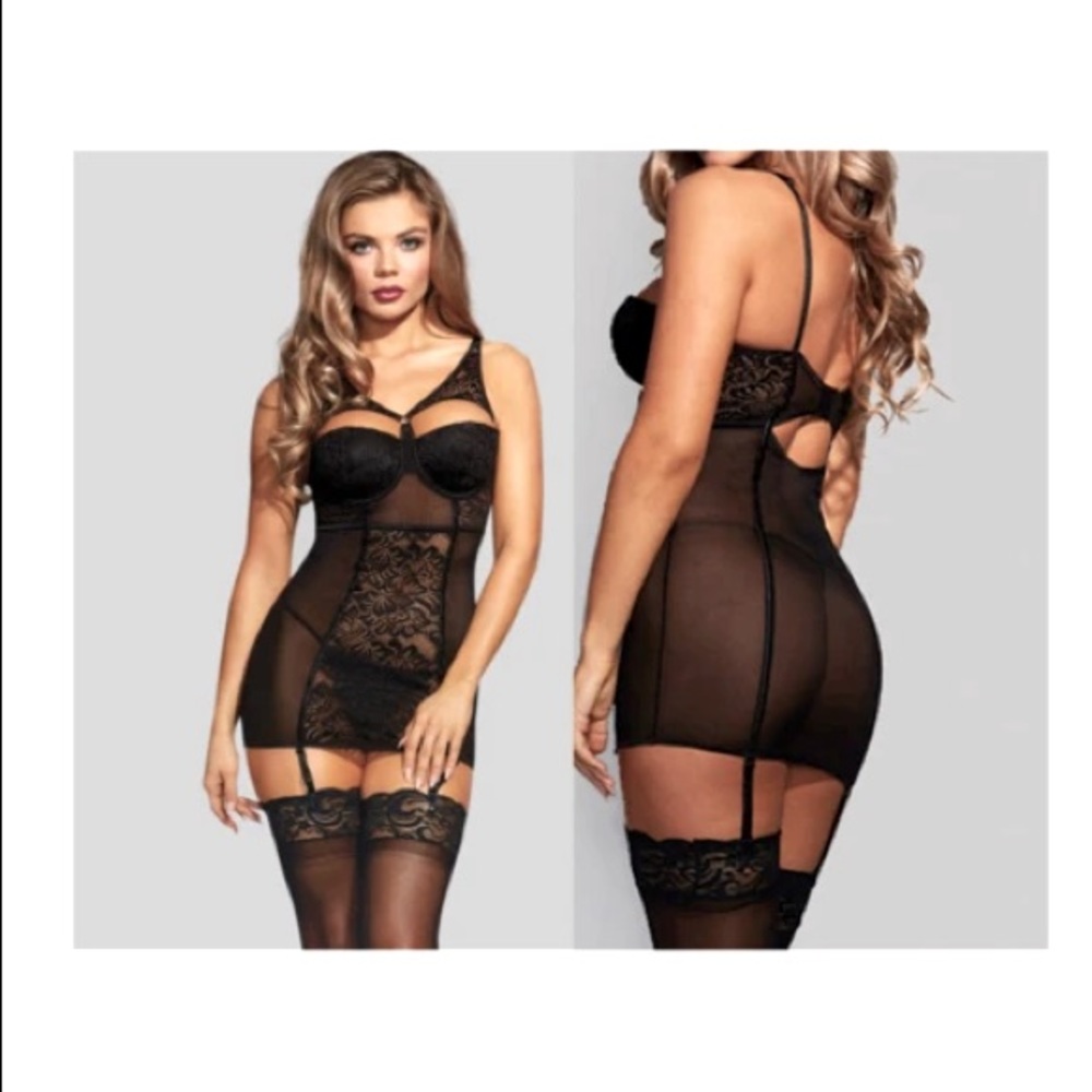 🆕Dark Temptation Fun & Sexy Lace Garter Slip